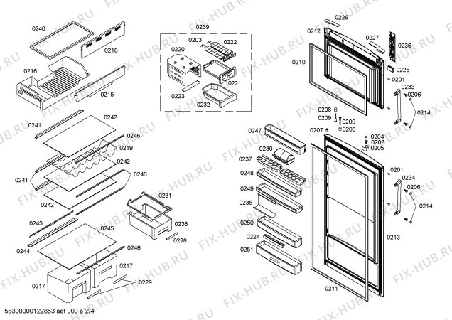 Схема №4 KDN40A00GB с изображением Дверь для холодильной камеры Bosch 00245512