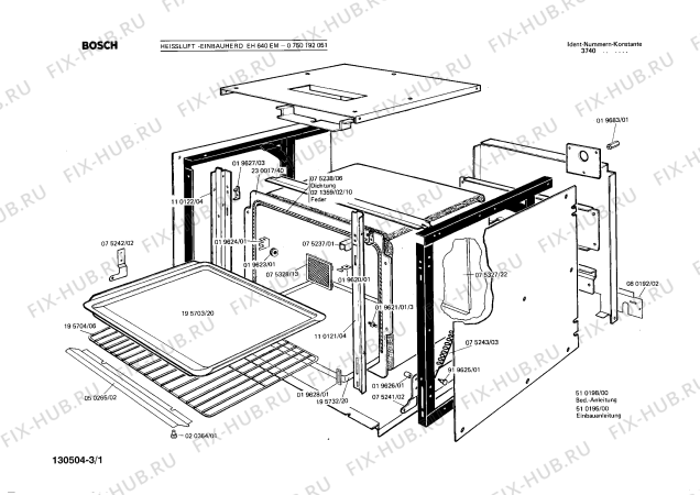 Схема №3 0750192051 EH640EM с изображением Ручка для плиты (духовки) Bosch 00110730