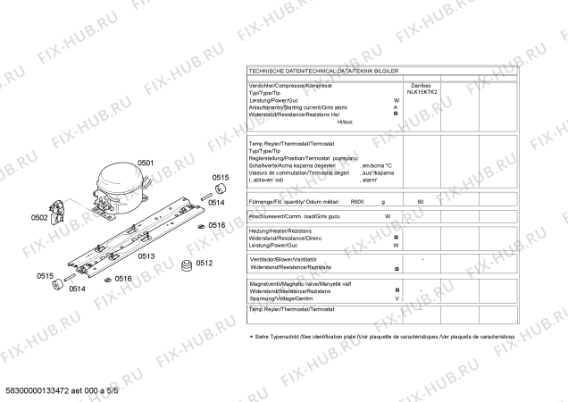 Взрыв-схема холодильника Bosch KGN56A70ME - Схема узла 05