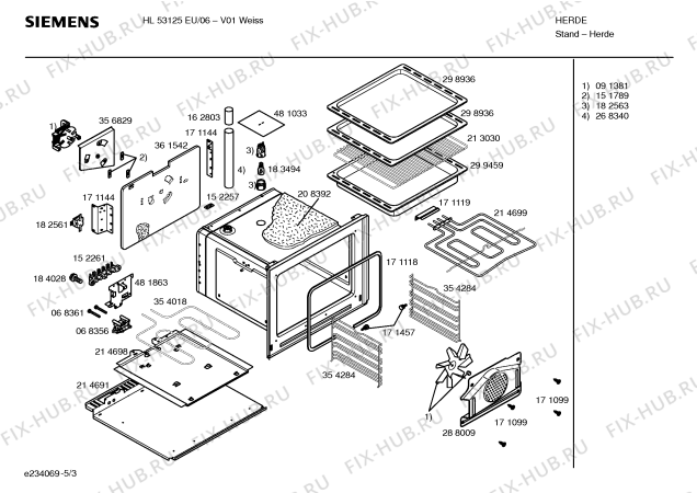 Схема №5 HL53125EU с изображением Инструкция по эксплуатации для электропечи Siemens 00580521