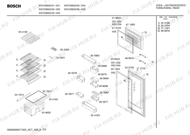 Взрыв-схема холодильника Bosch KSV33602 - Схема узла 02