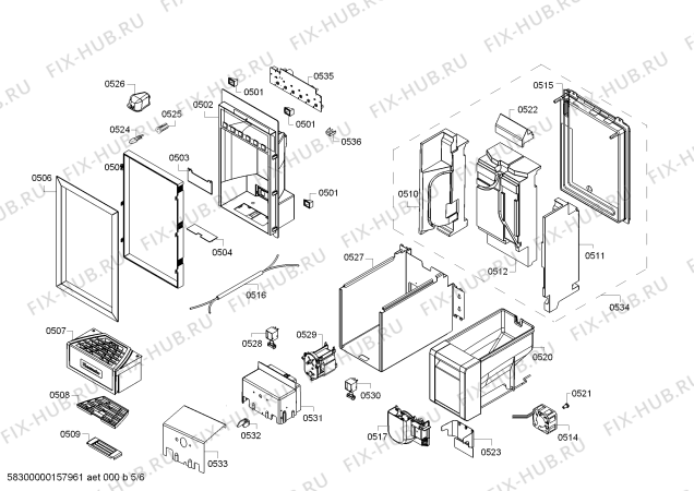 Схема №6 T18ID80NRP с изображением Монтажный набор для холодильника Bosch 00703386