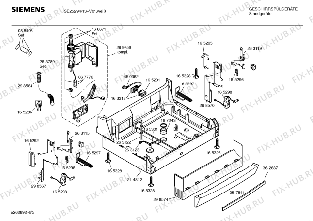 Взрыв-схема посудомоечной машины Siemens SE25294 - Схема узла 05