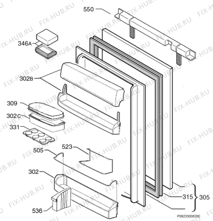 Взрыв-схема холодильника Aeg SU96040-4I - Схема узла Door 003