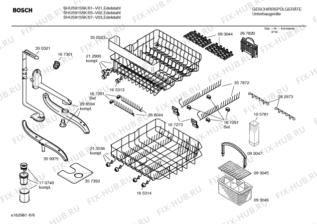 Взрыв-схема посудомоечной машины Bosch SHU5915SK Mixx - Схема узла 06