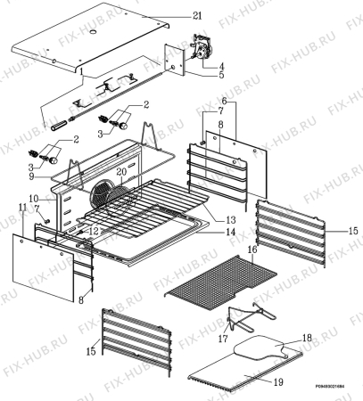 Взрыв-схема плиты (духовки) Aeg Electrolux 5209B-M - Схема узла Section 4