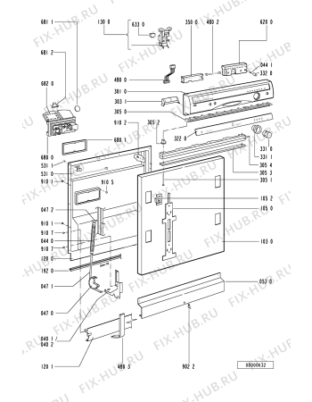 Схема №2 ADG 944/1 NB с изображением Панель для посудомойки Whirlpool 481245379878