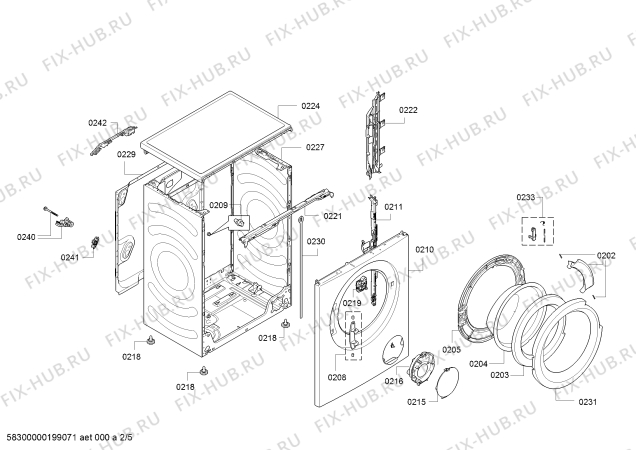 Взрыв-схема стиральной машины Bosch WLT24560OE - Схема узла 02
