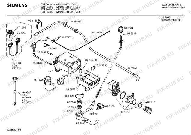 Схема №4 WM20542HK EXTRA500 с изображением Таблица программ для стиралки Siemens 00171245
