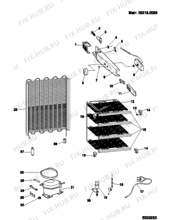 Взрыв-схема холодильника Hotpoint HM315I0 (F030990) - Схема узла