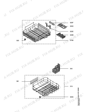 Взрыв-схема посудомоечной машины Aeg FAV40620W - Схема узла Baskets, tubes 061