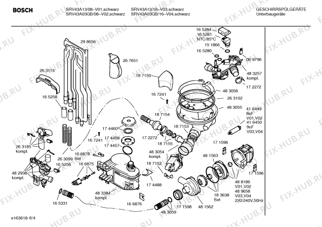 Взрыв-схема посудомоечной машины Bosch SRV43A13 - Схема узла 04