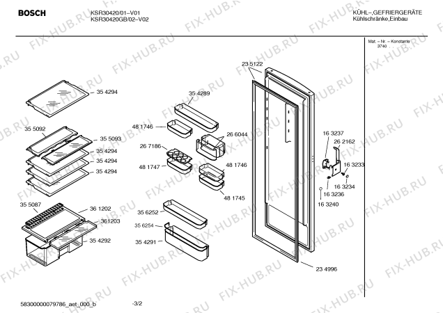Взрыв-схема холодильника Bosch KSR30420GB - Схема узла 02