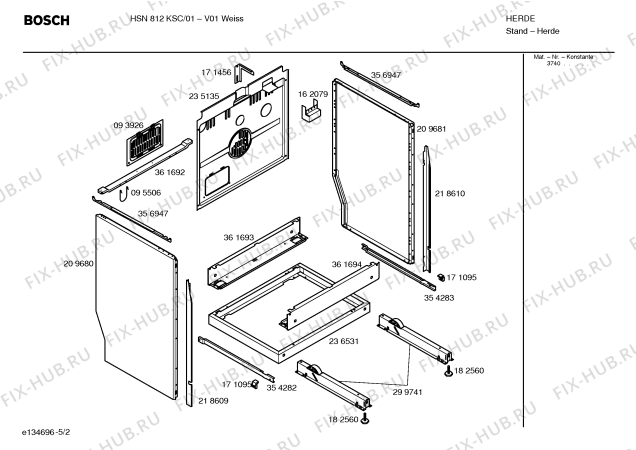 Схема №4 HSN812KSC с изображением Инструкция по эксплуатации для плиты (духовки) Bosch 00583041