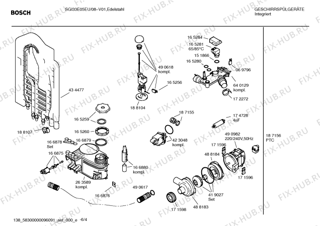 Схема №4 SGI33E05EU с изображением Краткая инструкция для электропосудомоечной машины Bosch 00590049