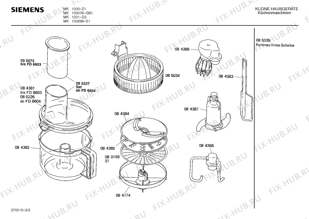Схема №1 MK1001 с изображением Ручка для кухонного измельчителя Siemens 00027582