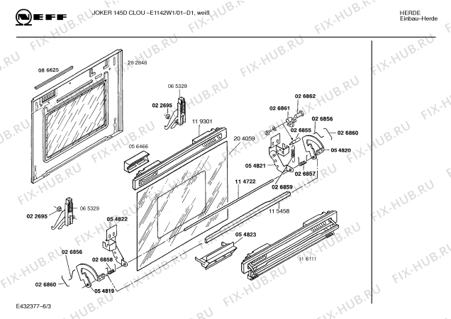 Схема №6 E1140W1 JOKER 145 E с изображением Панель для духового шкафа Bosch 00285800