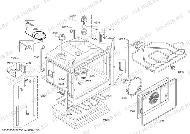 Взрыв-схема плиты (духовки) Bosch HBR36B650 - Схема узла 03