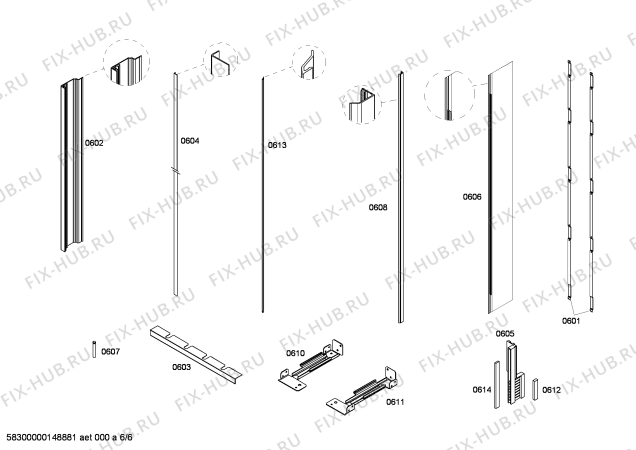 Схема №6 G7261X0 с изображением Вставная полка для холодильной камеры Bosch 00677040