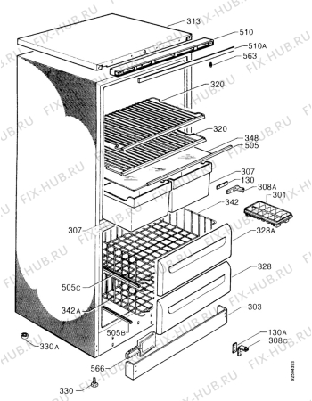 Взрыв-схема холодильника Zanussi ZFK18/8 - Схема узла Housing 001