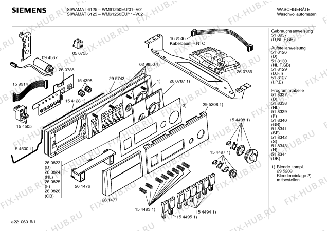 Схема №6 WM61251EU SIWAMAT 6125 с изображением Ручка для стиралки Siemens 00261477