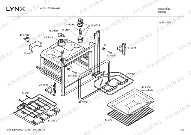 Взрыв-схема плиты (духовки) Lynx 4HF413X - Схема узла 02