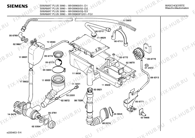 Схема №4 CC21900 CONTURA с изображением Таблица программ для стиралки Siemens 00087475