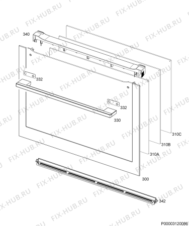 Взрыв-схема плиты (духовки) Aeg KSR892220M - Схема узла Door