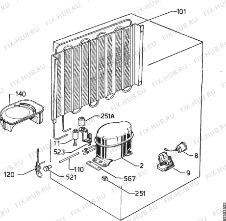 Взрыв-схема холодильника Blomberg KT17550 - Схема узла Cooling system 017