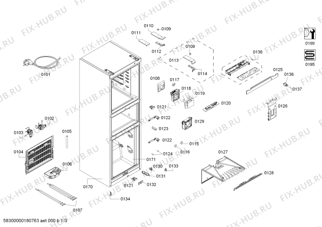 Схема №3 KGF30S12EC с изображением Ручка для холодильника Siemens 00791378