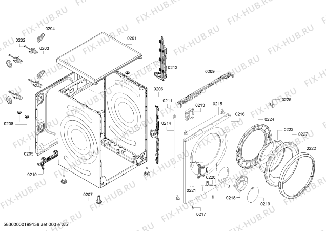 Взрыв-схема стиральной машины Bosch WAT24662TR - Схема узла 02