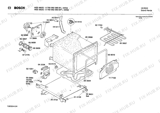 Схема №4 0750092077 HES662G с изображением Вал для плиты (духовки) Bosch 00056435
