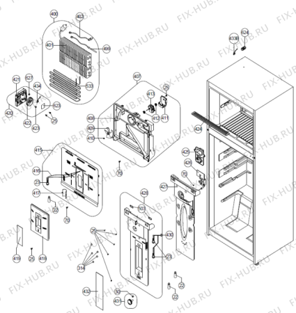 Взрыв-схема холодильника Gorenje NRF7181AW (505529, HZZS44764) - Схема узла 02