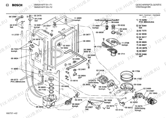 Взрыв-схема посудомоечной машины Bosch SMI2016FF SMI2016 - Схема узла 02