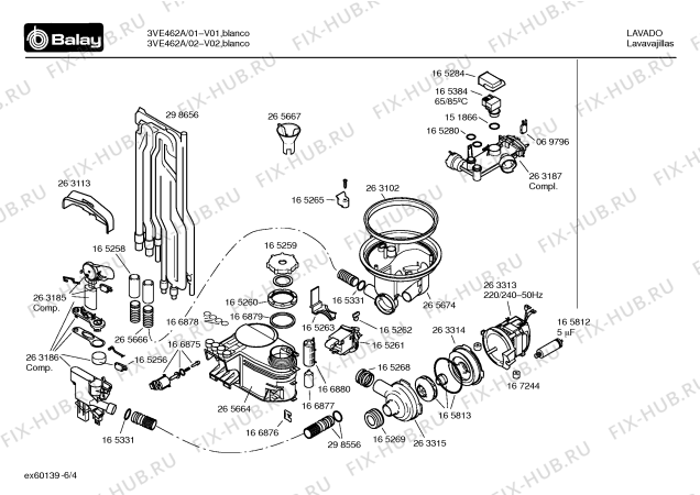 Схема №6 3VE462A VE462 с изображением Панель управления для электропосудомоечной машины Bosch 00353660
