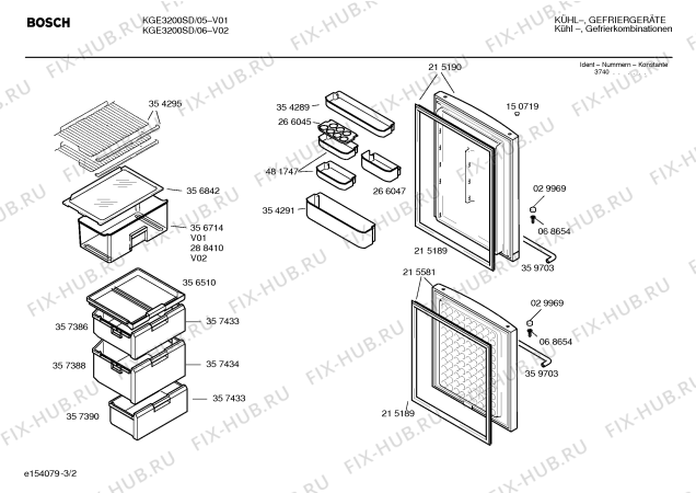 Взрыв-схема холодильника Bosch KGE3200SD - Схема узла 02