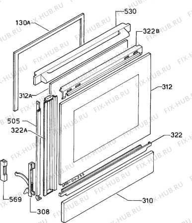 Взрыв-схема плиты (духовки) Zanussi ZC631GX - Схема узла Door 003