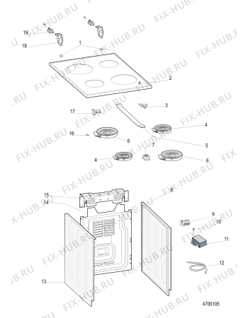 Взрыв-схема плиты (духовки) Hotpoint HD5V92KCBUK (F156623) - Схема узла