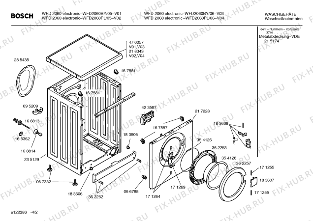 Схема №4 WFD2060PL WFD2060 electronic с изображением Инструкция по установке и эксплуатации для стиралки Bosch 00529773