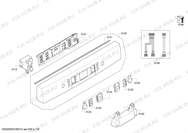Схема №6 SMS40M72EU с изображением Передняя панель для электропосудомоечной машины Bosch 00675469