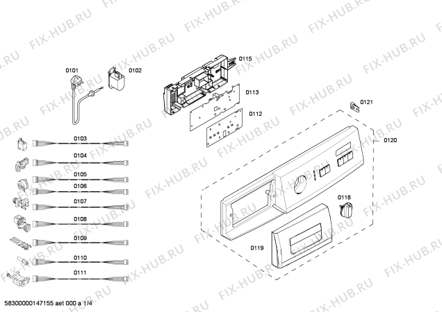 Схема №4 WM10E260ME с изображением Панель управления для стиральной машины Siemens 00668184