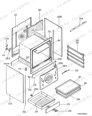 Взрыв-схема плиты (духовки) Electrolux EK6555 - Схема узла Housing 001