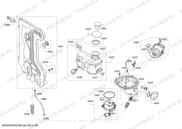 Взрыв-схема посудомоечной машины Bosch SHXM63WS5N SilencePlus 44 dBA - Схема узла 04
