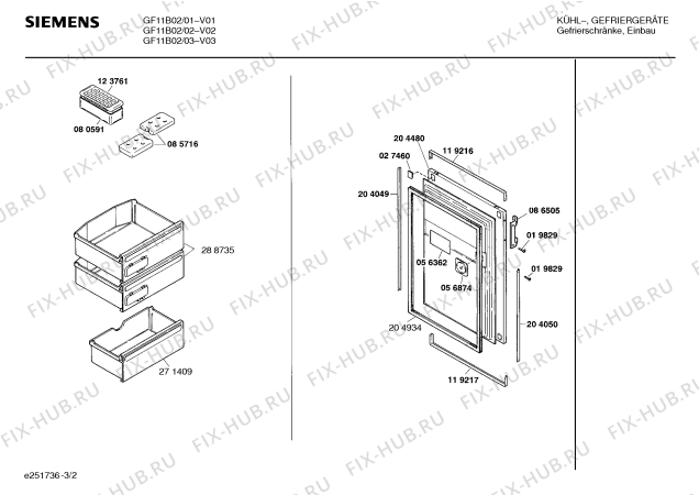 Схема №3 GF11B02 с изображением Дверь для холодильной камеры Siemens 00204480