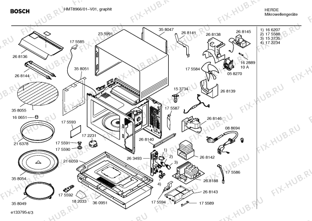 Взрыв-схема микроволновой печи Bosch HMT8966 - Схема узла 03