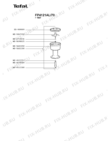 Взрыв-схема кухонного комбайна Tefal FP4121AL/70 - Схема узла XP003221.7P4