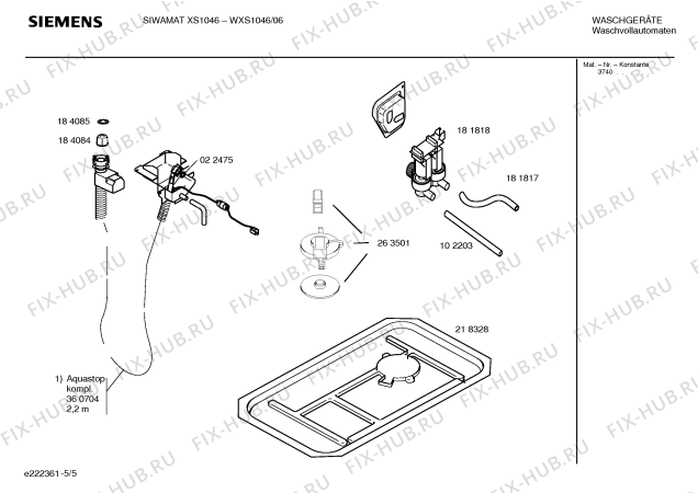 Схема №5 WXS1046 SIEMENS SIWAMAT XS1046 с изображением Панель управления для стиральной машины Siemens 00435698
