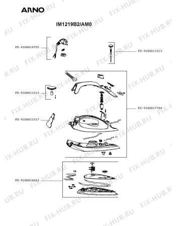 Схема №1 IM1219B0/AM0 с изображением Рукоятка для электроутюга Seb FS-9100017704