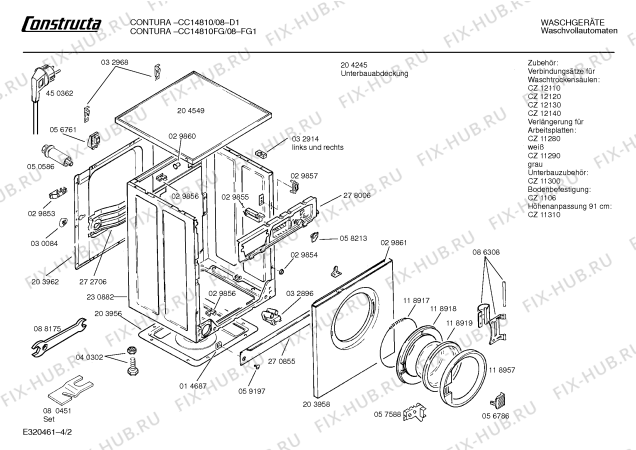 Схема №4 CC14810 Contura с изображением Вкладыш в панель для стиральной машины Bosch 00092897