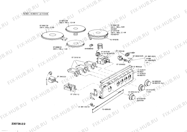 Взрыв-схема плиты (духовки) Siemens HS602151 - Схема узла 02